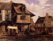 Pierre etienne theodore rousseau A Market in Normandy oil on canvas